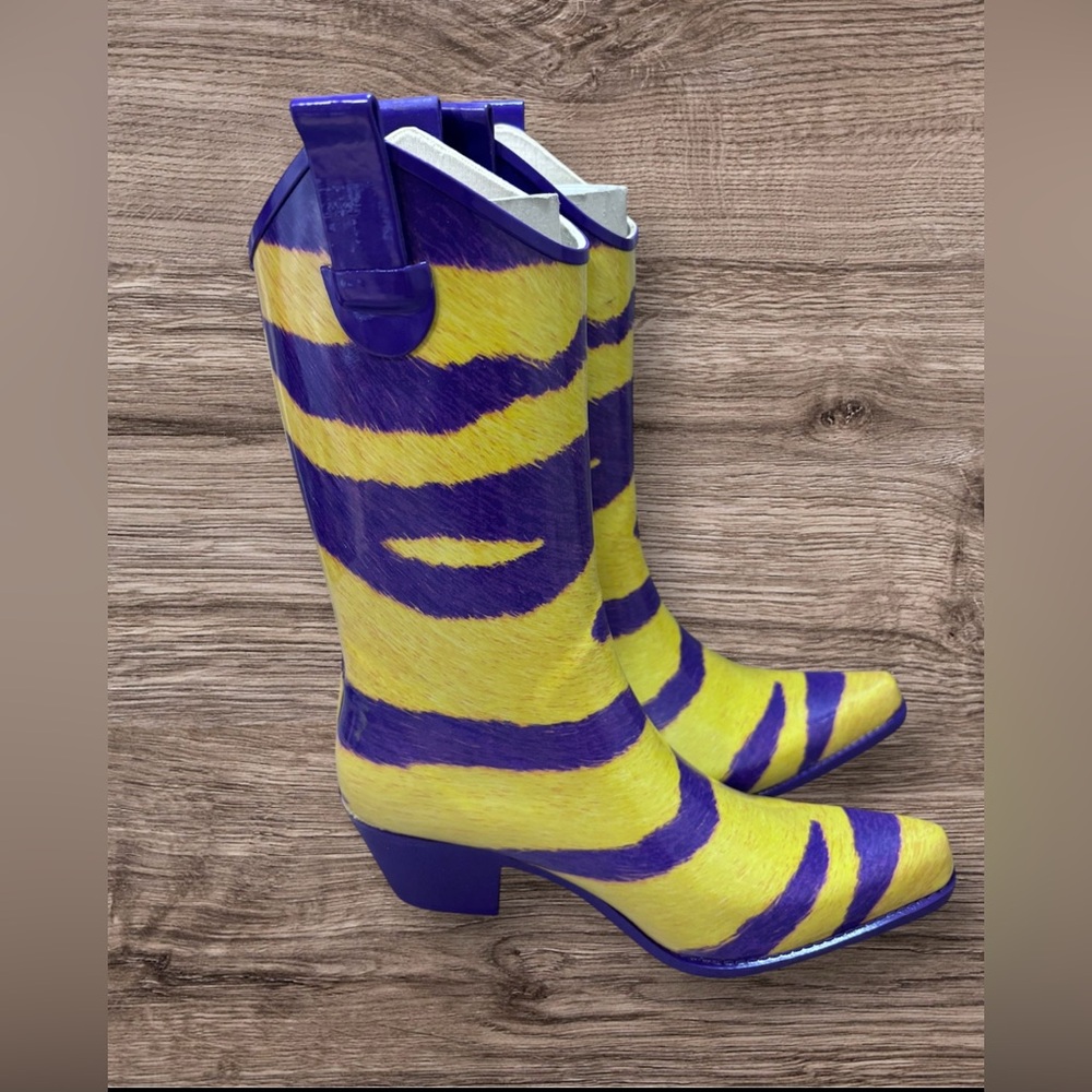 My Game Boots Rubber Waterproof Rain Boots LSU Tigers LA Lakers Cowgirl Size 7 - Picture 3 of 7